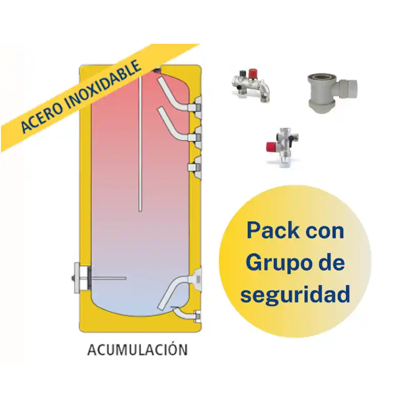 Promoción Pack Acumulador ACS LAPESA GEISER INOX GX300R + Grupo de seguridad