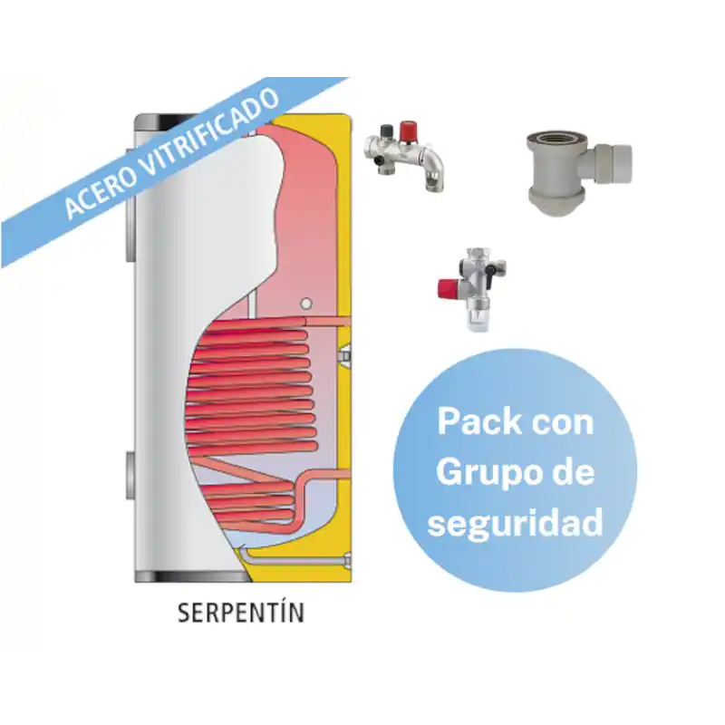 Oferta Flash Pack Acumulador con Serpentín ACS LAPESA CORAL VITRO CV110M1 + Grupo de seguridad