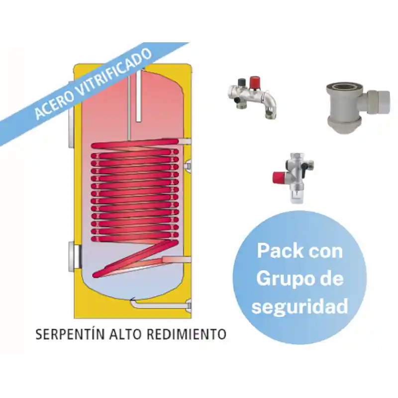 Ocasión Especial Pack Acumulador con Serpentín Sobredimensionado ACS LAPESA CORAL VITRO CV300HL + Grupo de seguridad