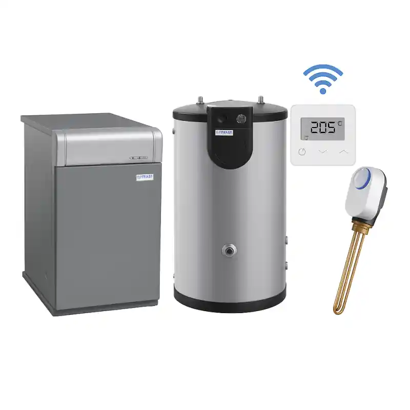 Precio Económico Pack completo DOMUSA: Caldera gasoil HFD 50 + Acumulador SANIT SE 300 + Resistencia eléctrica + Termostato WiFi
