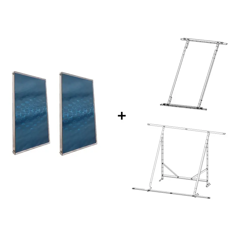 Súper Precio Pack 2 Placas Solares Térmicas Slim con Soporte Universal Plano o Inclinado FERCO FCS 2.5