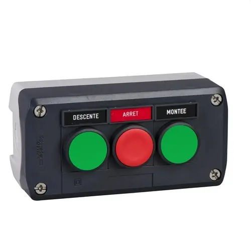 Alta Calidad CAJA 3 PULSADOR VERDE-ROJO-VERDE CON ETIQUETA MO