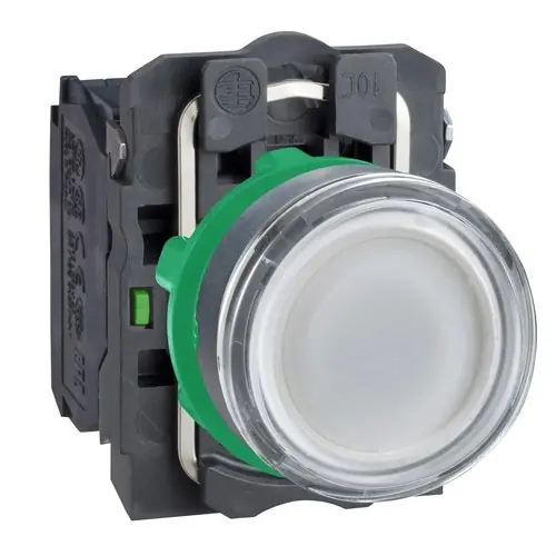 PULSADOR LUMINOSO RASANTE DIÁMETRO 22 110-120V BLANCO EMBELLECEDOR PLÁSTICO Popular