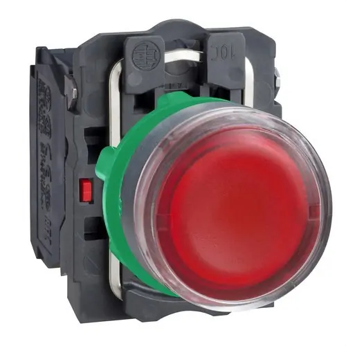 PULSADOR RASANTE DIÁMETRO 22 230-240V TRANSFORMADOR ROJO EMBELLECEDOR PLÁSTICO Novedad