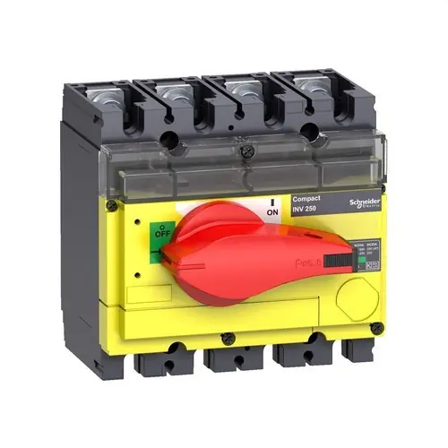 INTERRUPTOR INTERPACT INV250 4P CON TAPA AMARILLA EMPOTRABLE ROJA Precio Rebajado