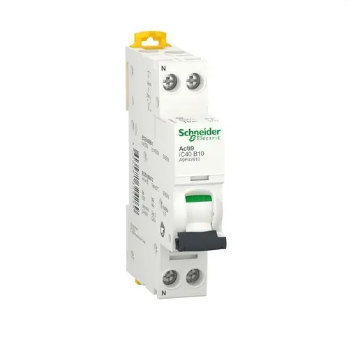 INTERRUPTOR AUTOMÁTICO EN MINIATURA ACTI 9 IC40A 1PN B 10A 4500A/6kA Solo Hoy