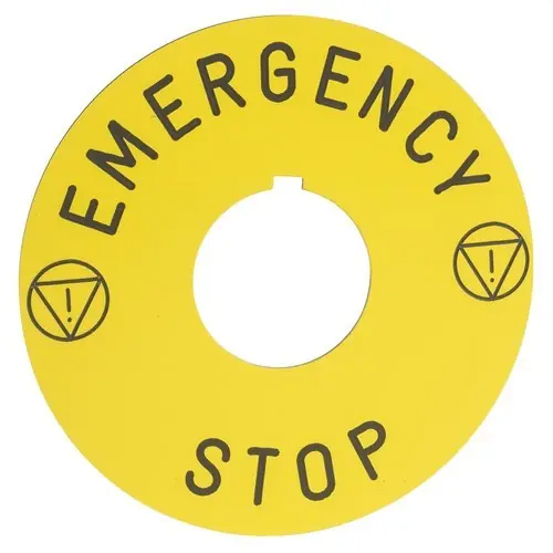 Liquidación ETIQUETA ALUMINIO EMERGENCY STOP AMARILLO