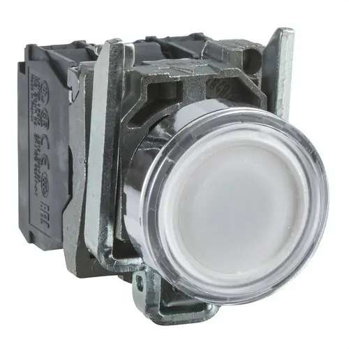 Novedad PULSADOR LUMINOSO RASANTE DIÁMETRO 22 230-240V BLANCO EMBELLECEDOR METÁLICO