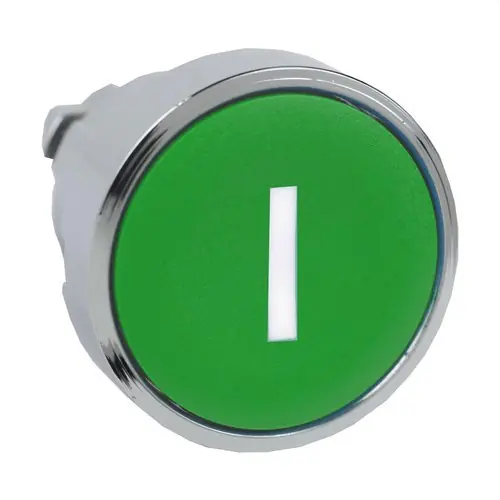 Promoción CABEZA PULSADOR DIÁMETRO 22 RASANTE VERDE "I" BLANCO EMBELLECEDOR METÁLICO