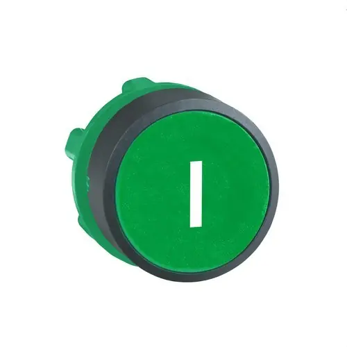 CABEZA PULSADOR DIÁMETRO 22 RASANTE VERDE "I" BLANCO EMBELLECEDOR PLÁSTICO Novedad