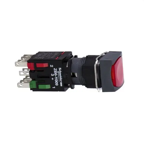 Última Versión PULSADOR LUMINOSO 16 RASANTE IMPULSOR 1 NC ROJO CUADRADO