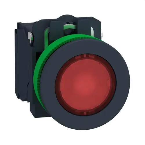 PULSADOR LUMINOSO XB5 MONTAJE ENRASADO ROJO LED 120V AC 1 NA+1NC COLOR NEGRO Barato