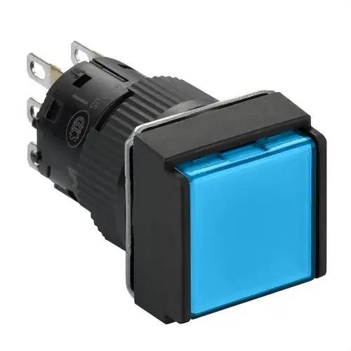 Oferta Flash PULSADOR CUADRADO ENCLAVAMIENTO LUMINOSO AZUL 24V 1 NA/NC