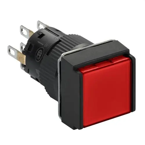 No Te Lo Pierdas PULSADOR CUADRADO ENCLAVAMIENTO LUMINOSO ROJO 24V 2 NA/NC