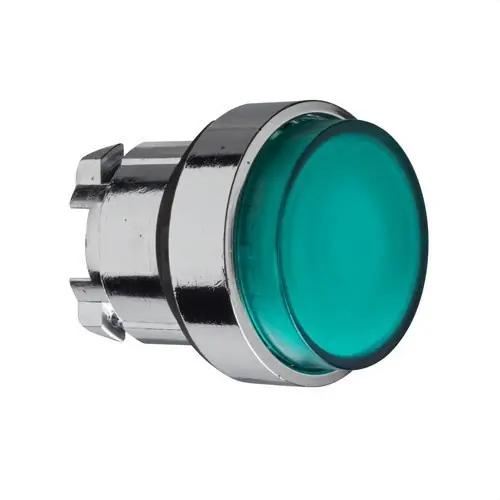 Certificado CABEZA PULSADOR LUMINOSO DIÁMETRO 22 SALIENTE VERDE EMBELLECEDOR METÁLICO
