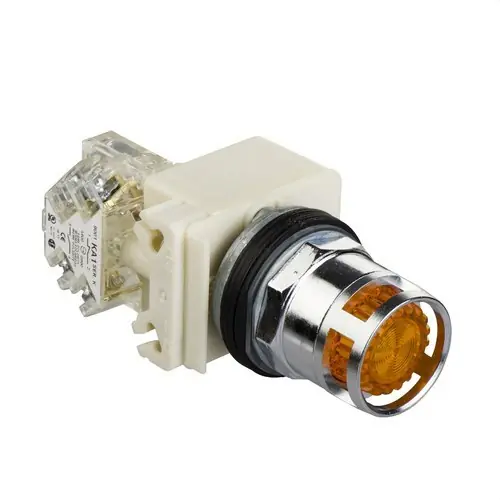 Compra Hoy PULSADOR TIPO 9001K EMBELLECEDOR METÁLICO LED CASQUILLO 24V ÁMBAR