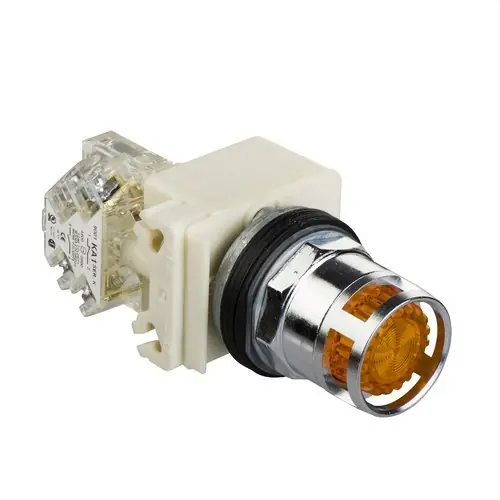Promoción Exclusiva PULSADOR TIPO 9001K EMBELLECEDOR METÁLICO LED CASQUILLO 120V ÁMBAR