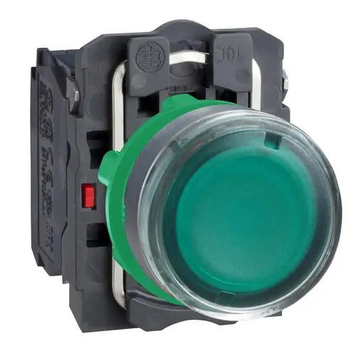 Precio Rebajado PULSADOR RASANTE DIÁMETRO 22 230-240V TRANSFORMADOR VERDE EMBELLECEDOR PLÁSTICO
