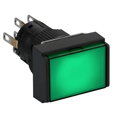 PULSADOR RECTANGULAR LUMINOSO VERDE 24V 2 NA/NC Compra Ahora