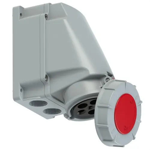 BASE MURAL ESTANCA IP67 3 POLOS + NEUTRO + TOMA TIERRA 380V 63A 6h EN ROJO No Te Lo Pierdas