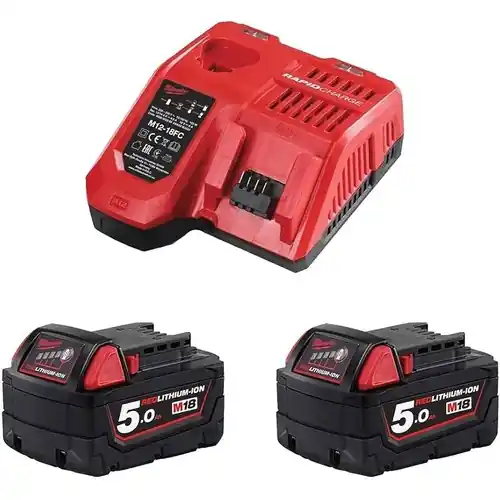 Stock Limitado Kit de Baterías Milwaukee M18 (2×5,0Ah) + Cargador Rápido M12-18FC M18NRG-502