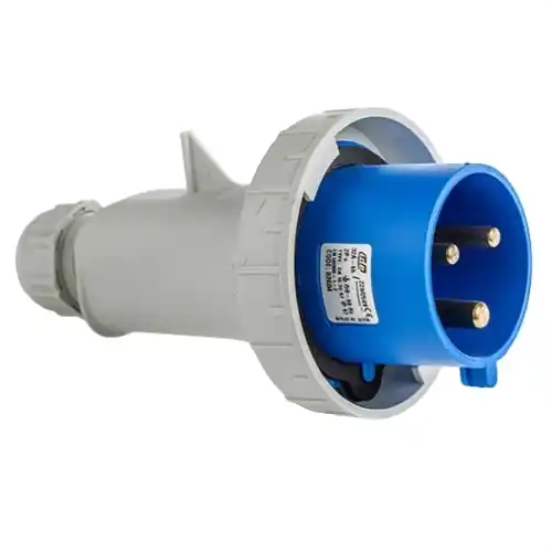 CLAVIJA AÉREA ESTANCA IP67 2 POLOS + TIERRA 220V 32A 6h DE COLOR AZUL Promoción