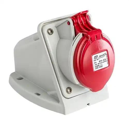 A Buen Precio BASE MURAL RECTA IP44 3 POLOS + TIERRA 380V 16A 6h DE COLOR ROJO