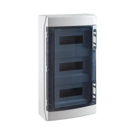 CAJA IP65 SUPERFICIE 3x12 MÓDULOS ABS DE COLOR GRIS TRANSPARENTE Súper Precio