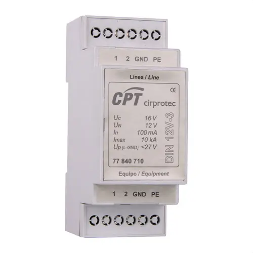 Compra Ahora PROTECTOR 2 HILOS GND DIN/IMAX 10kA/12V