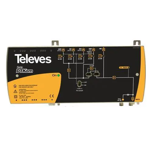 AMPLIFICADOR DTKOM 5/1 FM-VHF-BIV-BV-UHF 12V Descuento