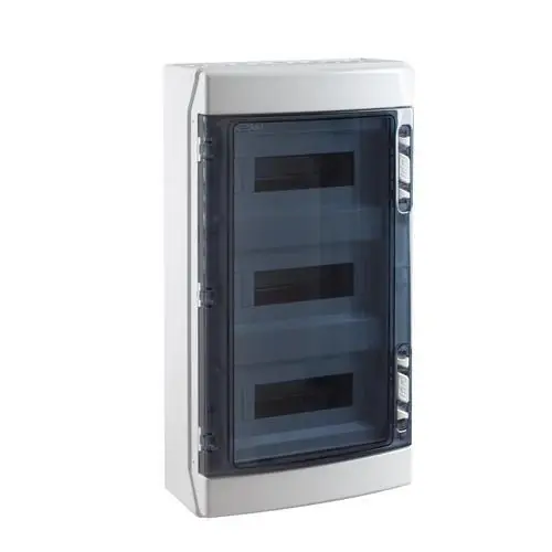 Solo Por Tiempo Limitado CAJA IP65 SUPERFICIE 3x12 MÓDULOS N-T POLICARBONATO DE COLOR GRIS TRANSPARENTE