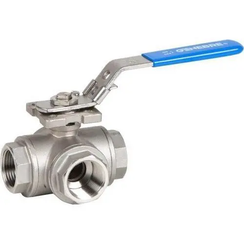 VÁLVULA ESFERA 3V 1/2" PASO TIPO T PALANCA INOXIDABLE Precio Bajo