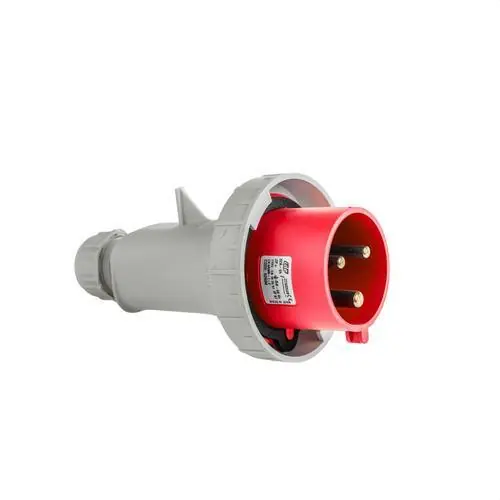 Precio Reducido CLAVIJA AÉREA ESTANCA IP67 3 POLOS + TIERRA 380V 32A 6h DE COLOR ROJO