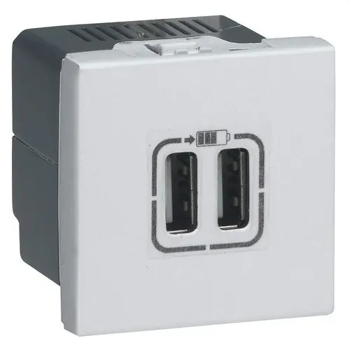 BASE CARGADOR USB A+A MOSAIC, 2 MÓDULOS, 3A, 15W, 230V, BLANCO Mejor Precio