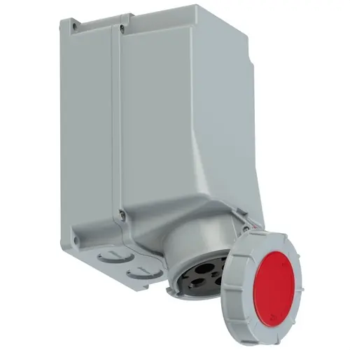 BASE MURAL ESTANCA IP67 3 POLOS + TIERRA 380V 125A 6h DE COLOR ROJO Certificado