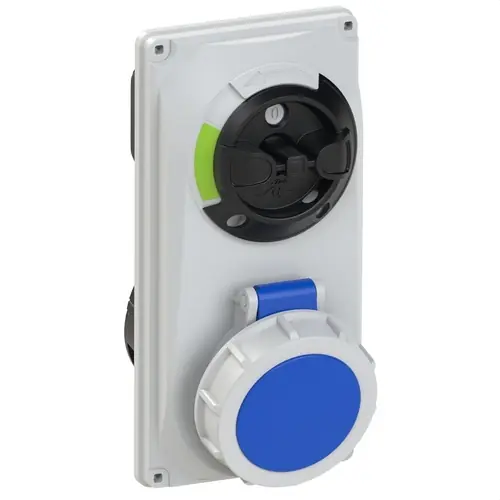 BASE EMPOTRAR IP67 2 POLOS + TIERRA 220V 16A 6h DE COLOR AZUL Venta Final