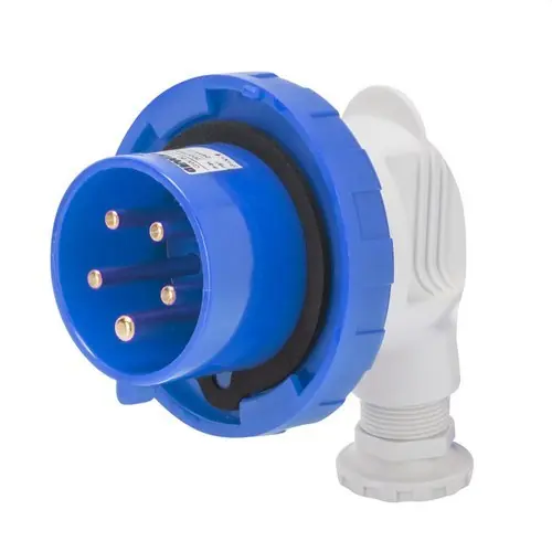 Ordena Ya CLAVIJA 90° MÓVIL CONEXIONADO DE TORNILLO 2P+T 32A 200-250V 50-60Hz 6h AZUL IP67