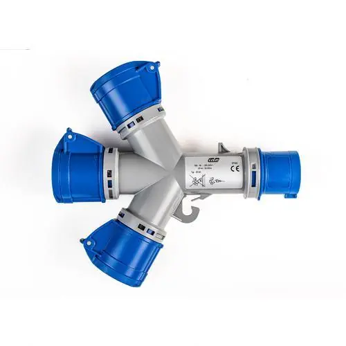 Liquidación BASE MÚLTIPLE IP44 2 POLOS + TIERRA 230V 16A 1 CLAVIJA 3 BASES