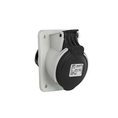 BASE EMPOTRAR INCLINADA IP44 2 POLOS + TIERRA 500V 16A 7h DE COLOR NEGRO Stock Limitado