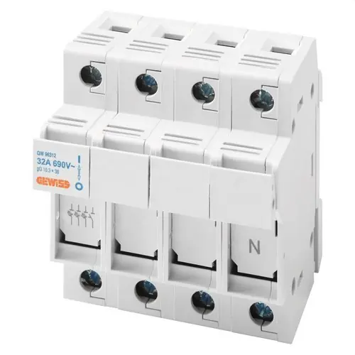 PORTAFUSIBLE SECCIONABLE 3P+N 690V 32A 10,3x38mm 4 MÓDULOS Envío Exprés