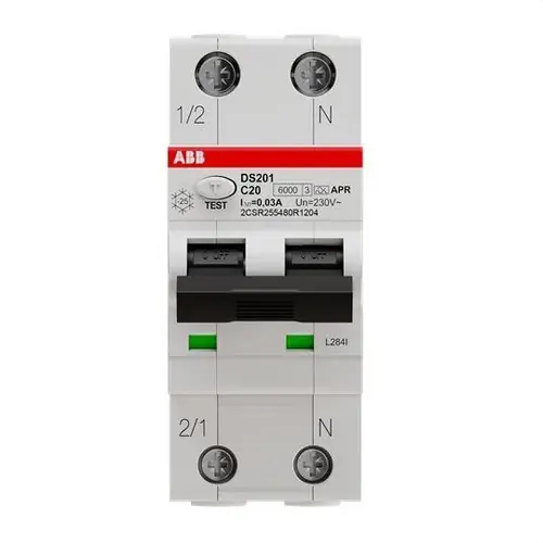 Popular INTERRUPTOR CONMUTADOR DS200 1P+N C 20A A APR 10kA 30mA