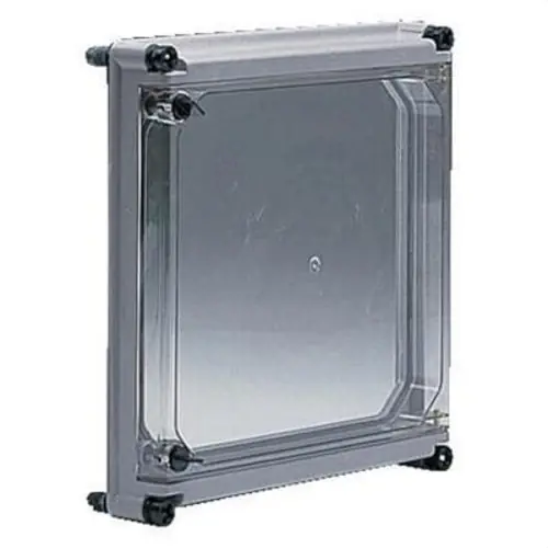 CAJA CUBIERTA TRANSPARENTE CON BISAGRAS APO 71 RAL7035 Disponible Ahora